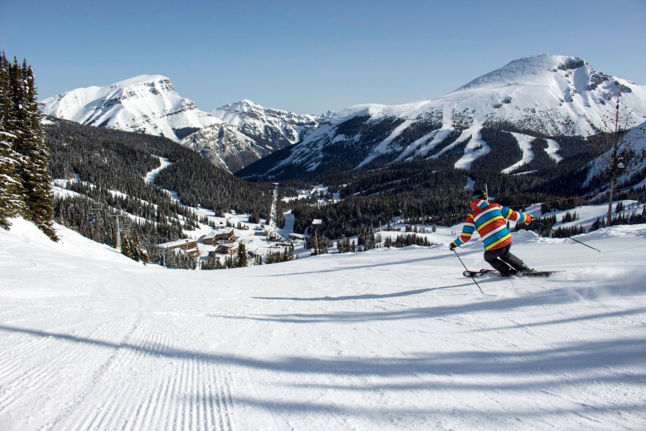 Skiing down a mountain