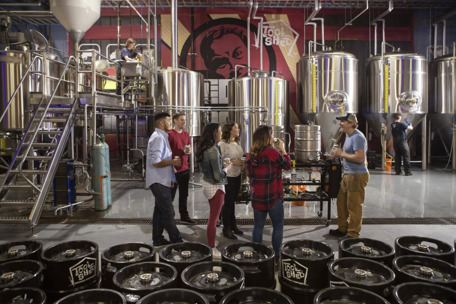 Group on a craft beer tour at Tool Shed